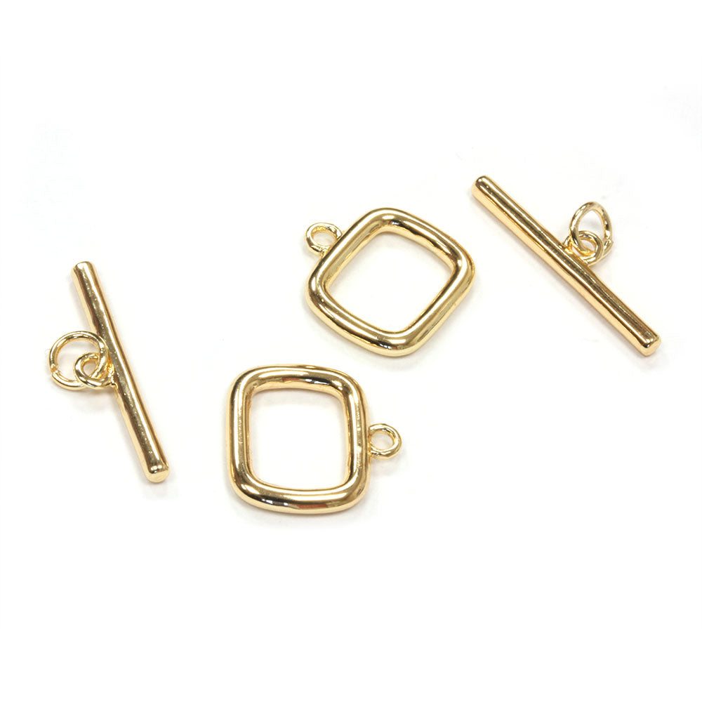 Soft Rectangle Toggle Gold Plated 14x11.5mm - Pack of 2