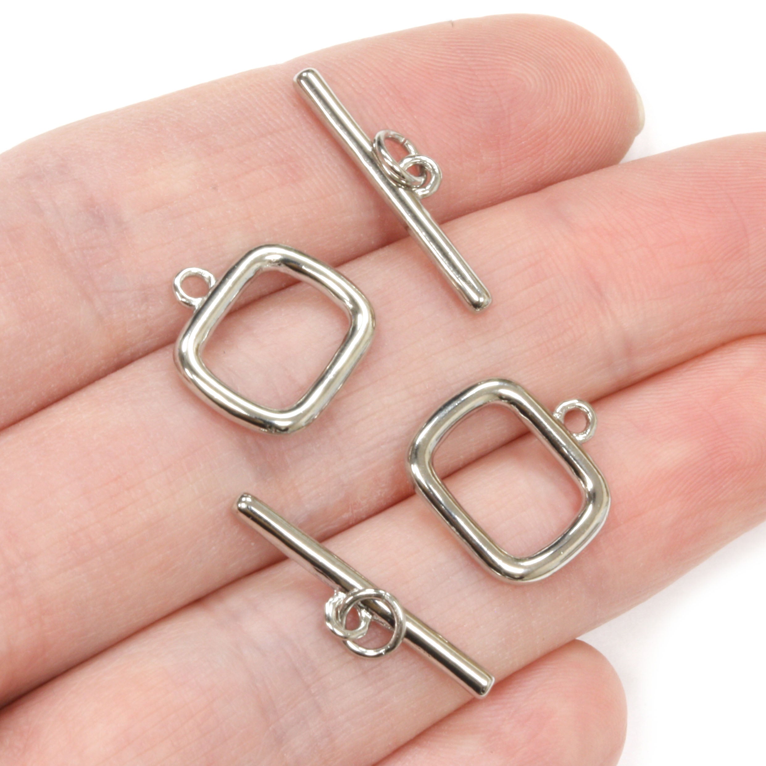 Soft Rectangle Toggle Silver Plated 14x11.5mm - Pack of 2