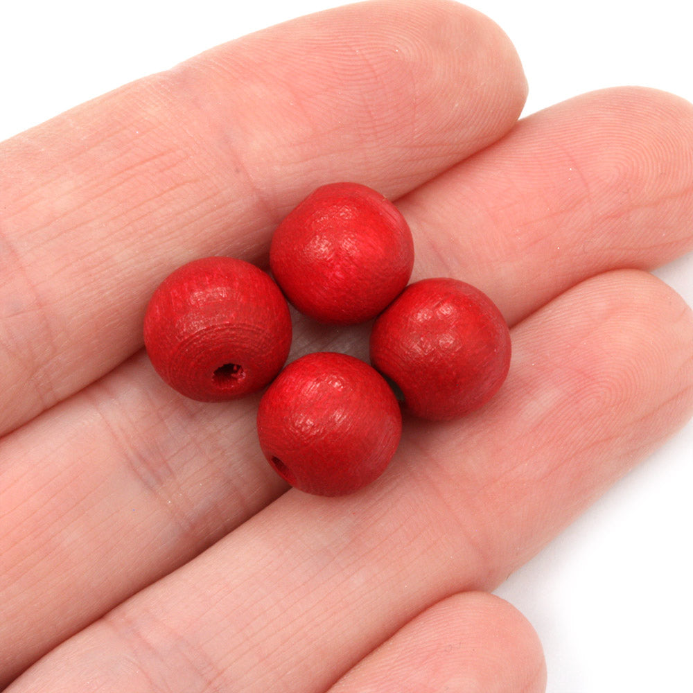 Deep Red 10mm Lacquered Wood Round - Pack of 50