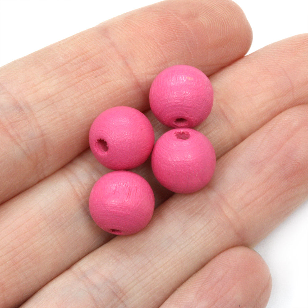 Pink 10mm Lacquered Wood Round - Pack of 50