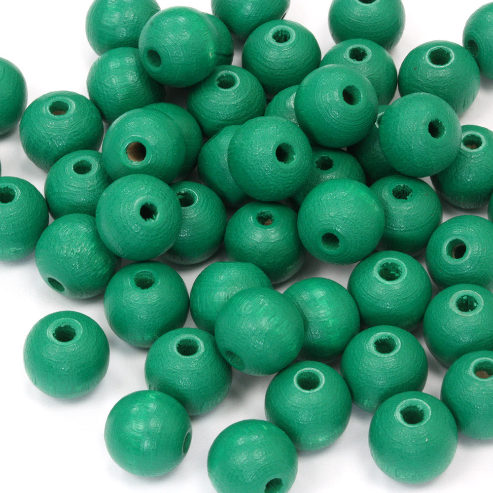 Emerald Green 10mm Lacquered Wood Round - Pack of 50