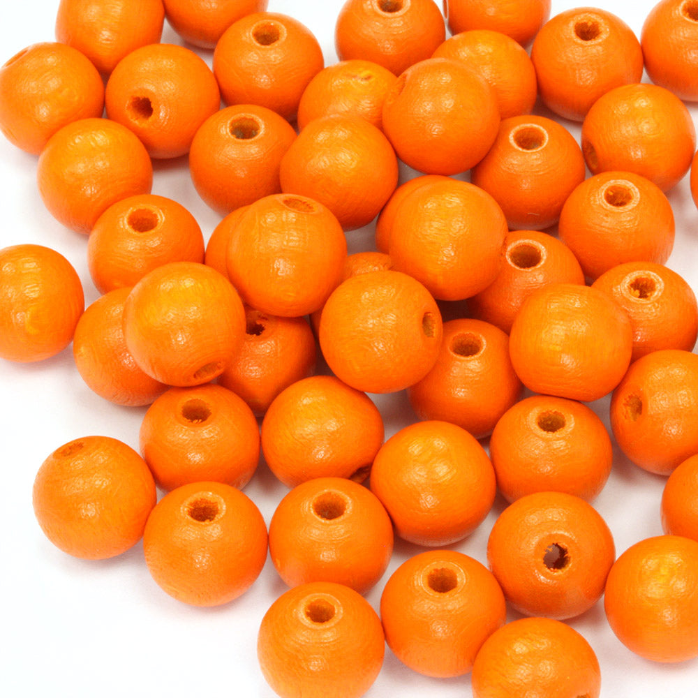 Dark Orange 10mm Lacquered Wood Round - Pack of 50