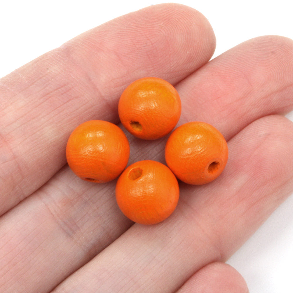 Dark Orange 10mm Lacquered Wood Round - Pack of 50