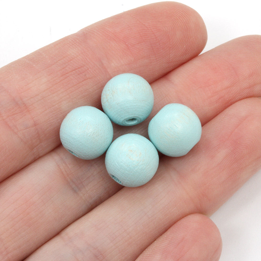 Sky Blue 10mm Lacquered Wood Round - Pack of 50