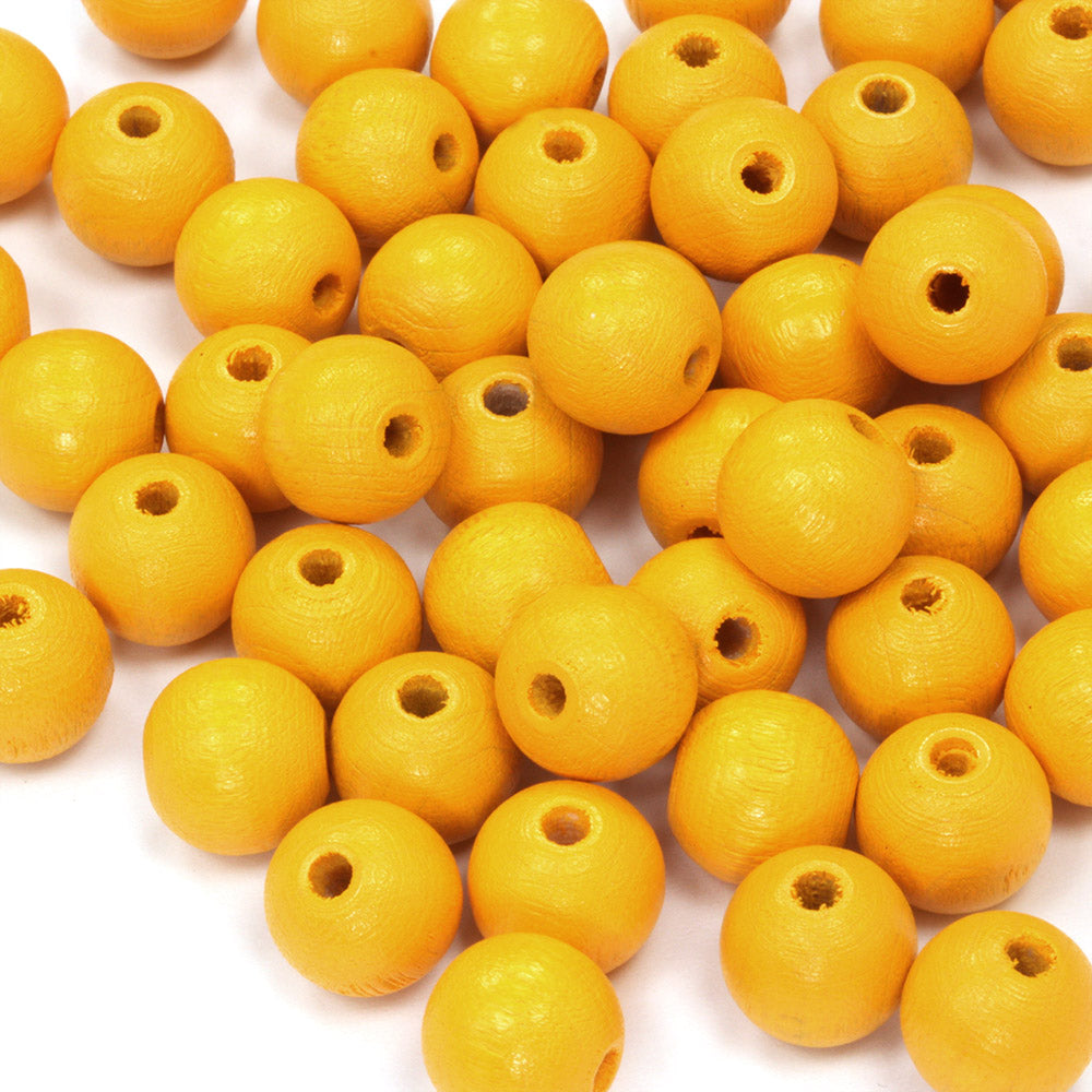 Dark Yellow 10mm Lacquered Wood Round - Pack of 50