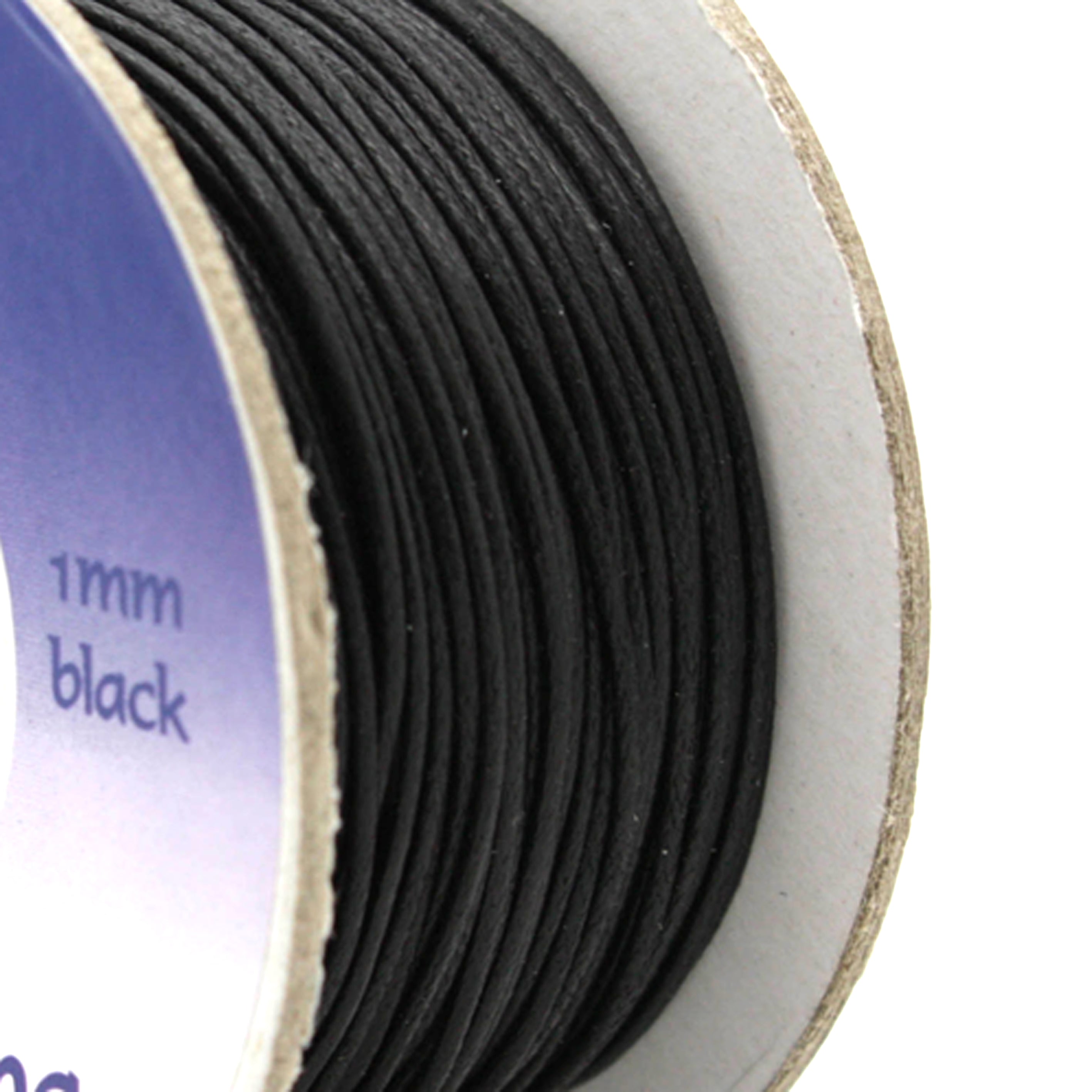 Thong Black Cotton 1mm- 1 reel of 50m