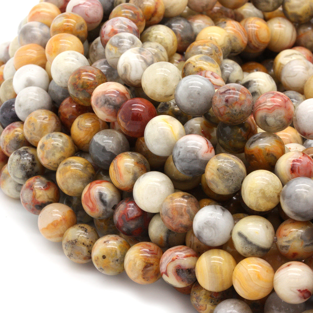 Crazy Lace Agate Round Beads 8mm - 35cm Strand