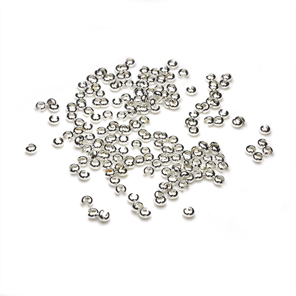 Crimp Cover Silver Plated Metal Round 3mm-Pack of 8