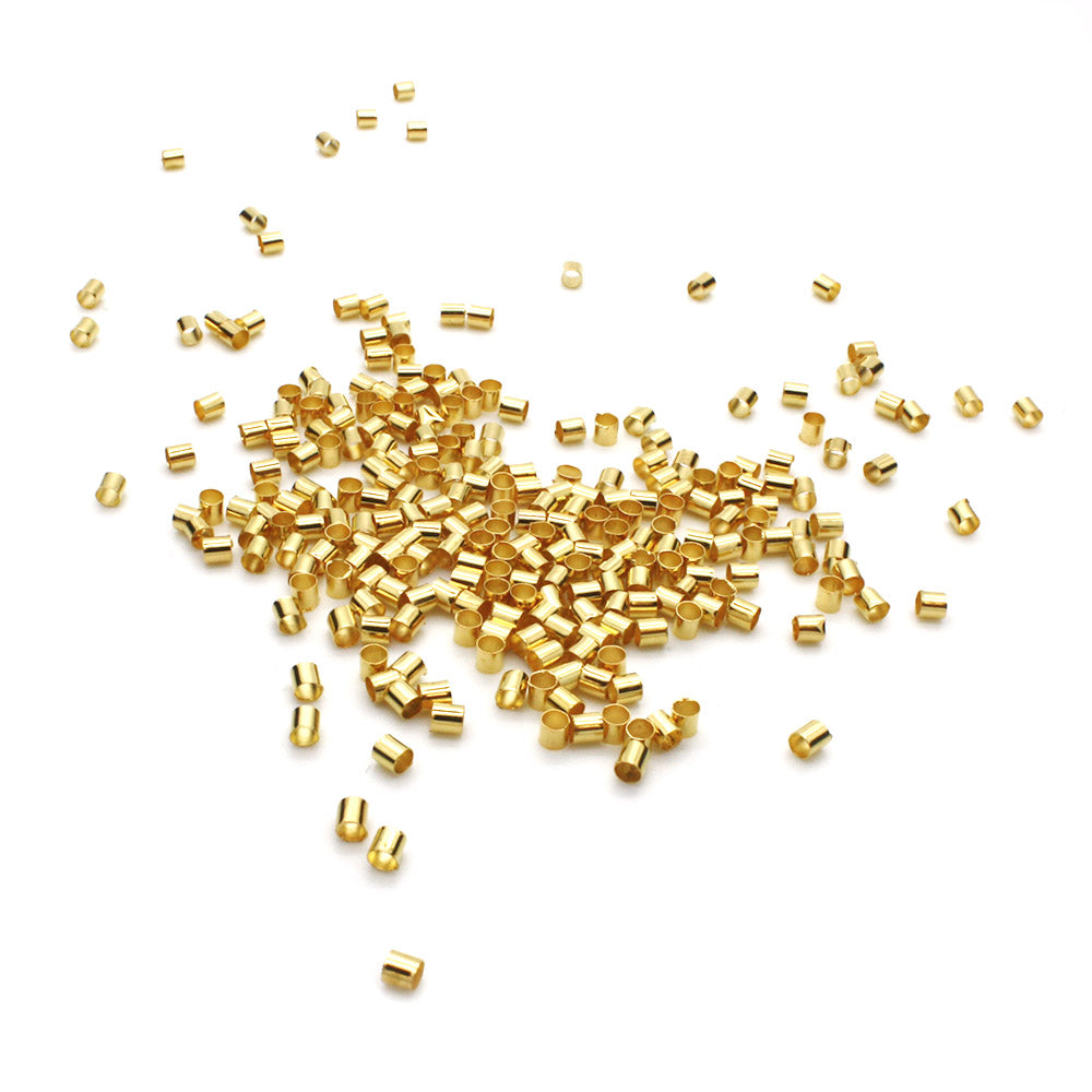 Crimp Tube Multi Strand Gold Plated Metal Barrel 3x3mm-Pack of 12