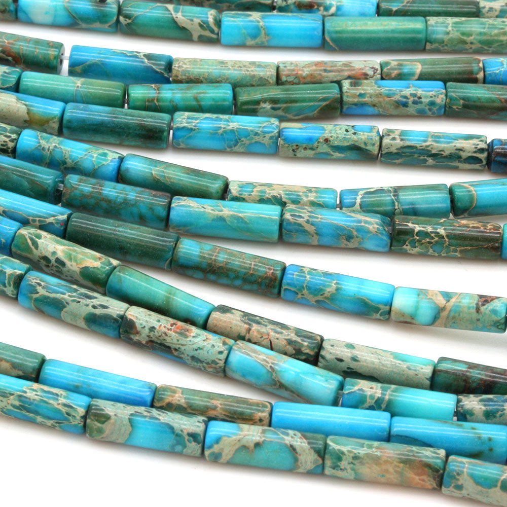 Imperial Jasper Tubes 4x13mm Turquoise - 35cm Strand