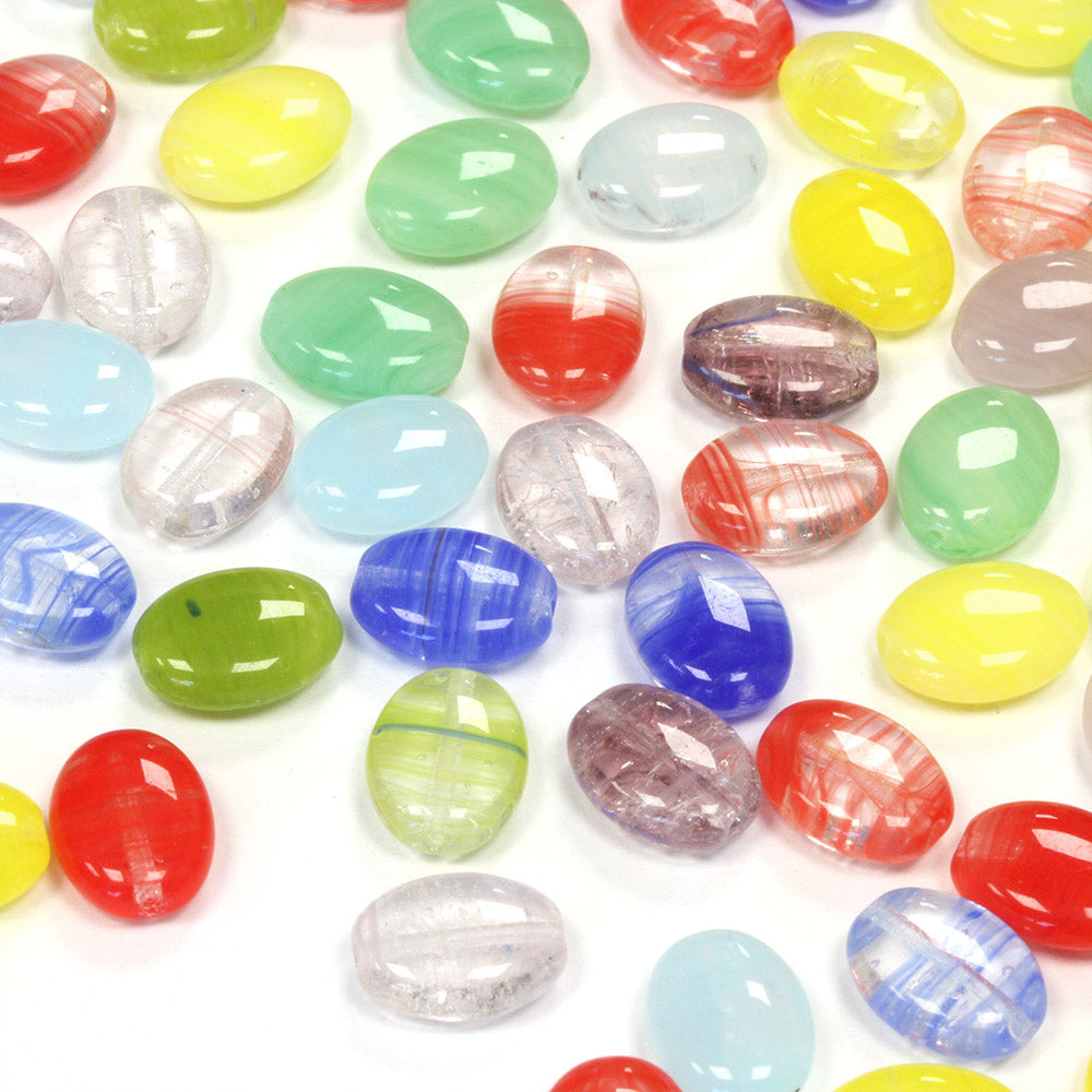 Pressed Glass Mix Flat Ovals - Pack of 50g