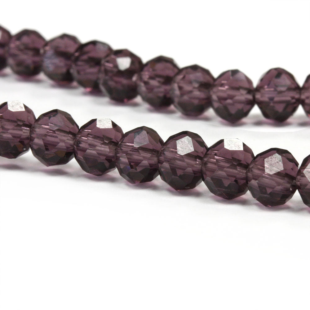 Faceted Rondelle 4x6mm Purple 4x6mm - 1 string