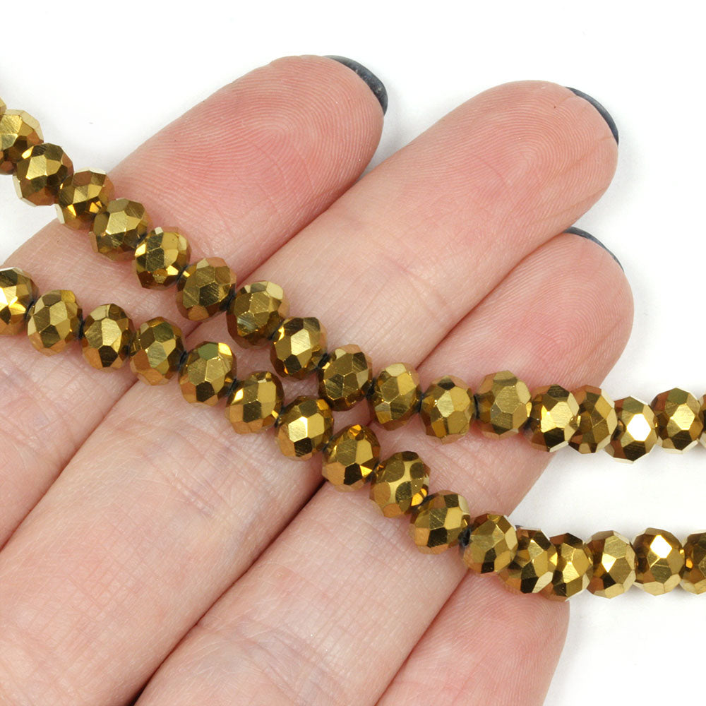 Faceted Rondelle Metallic 4x6mm Gold 4x6mm - 1 string