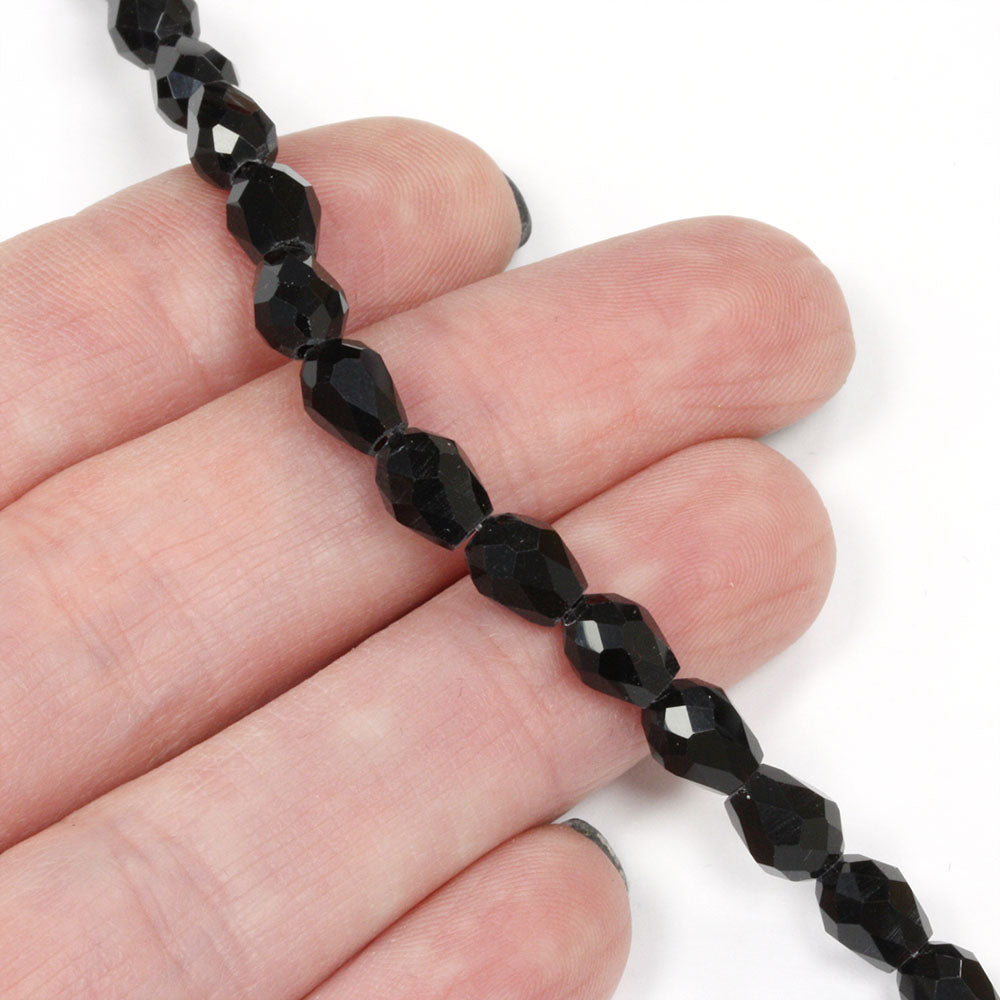 Faceted Drop 6x8mm Black 6x8mm - 1 String