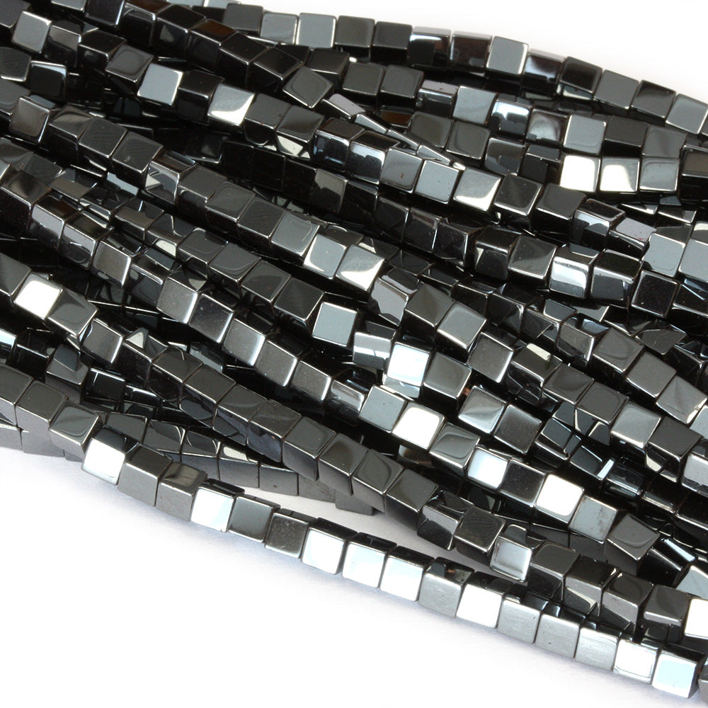 Hematite Cube Beads 3mm - 35cm Strand