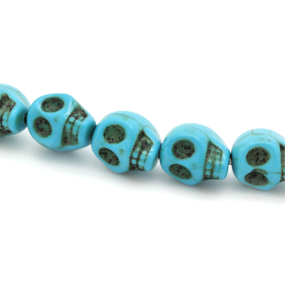 Dyed Howlite Skull Beads Turquoise - 35cm Strand