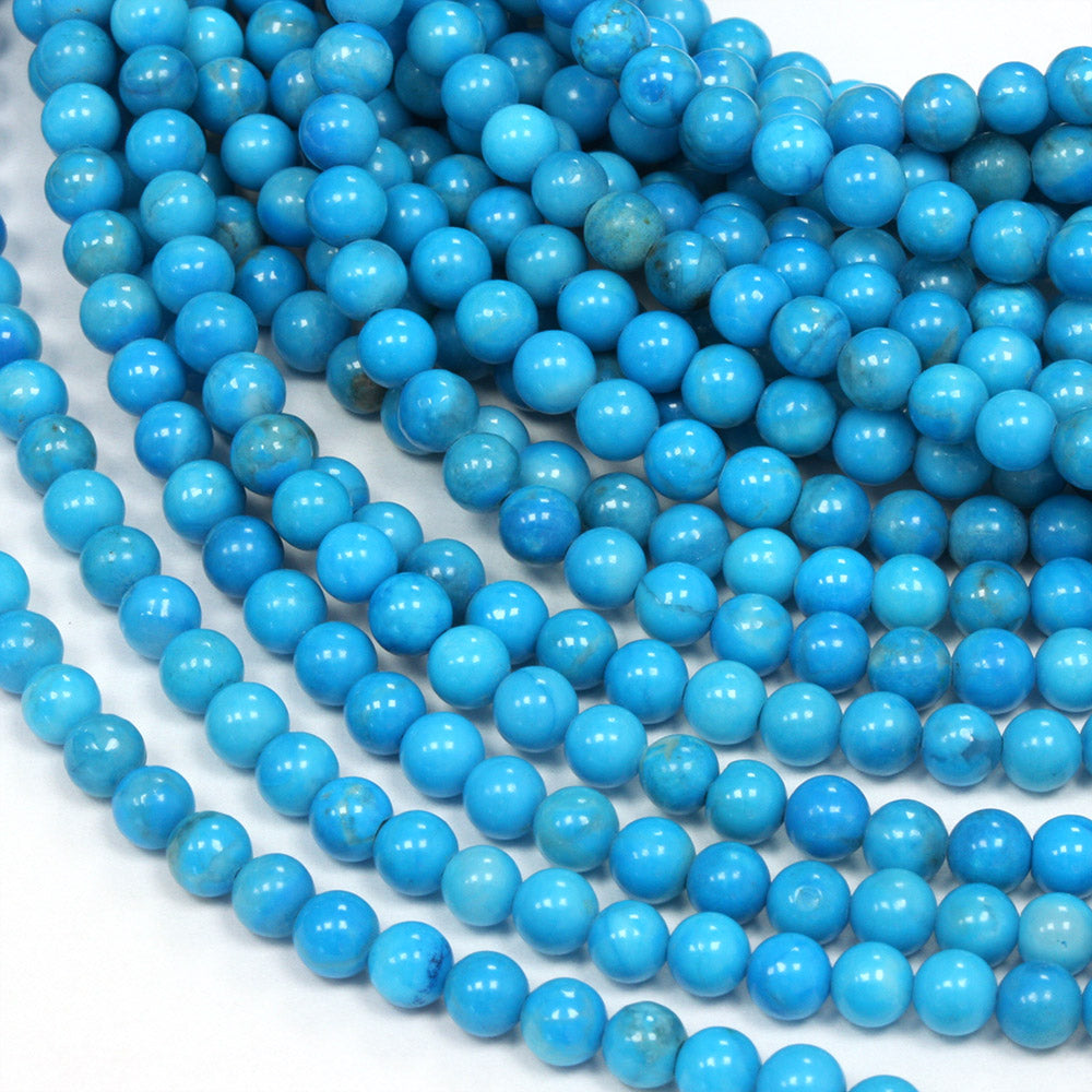 Dyed Howlite Round Beads Turquoise 4mm - String of 35cm