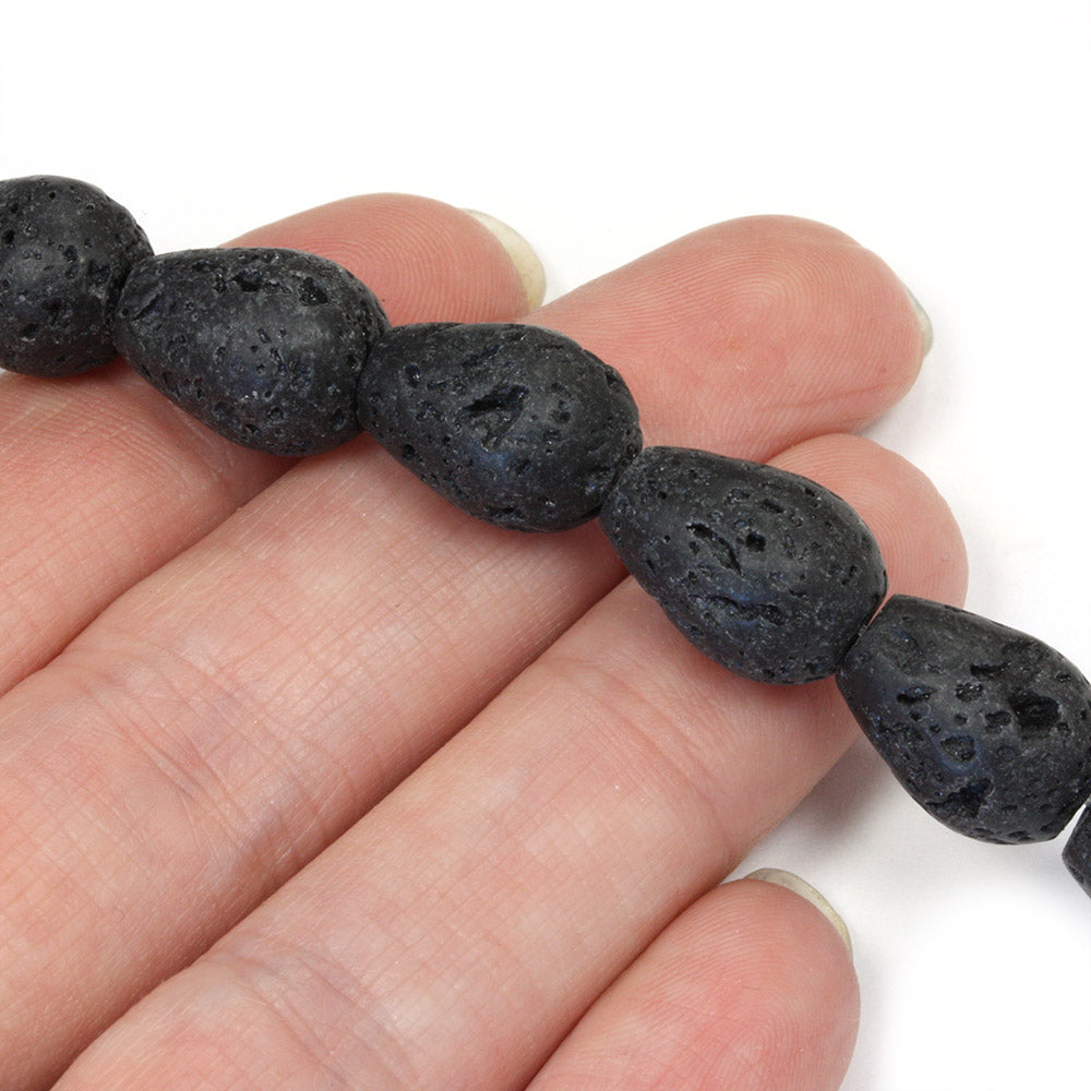 Lava Stone 10x14mm Drop - 35cm Strand