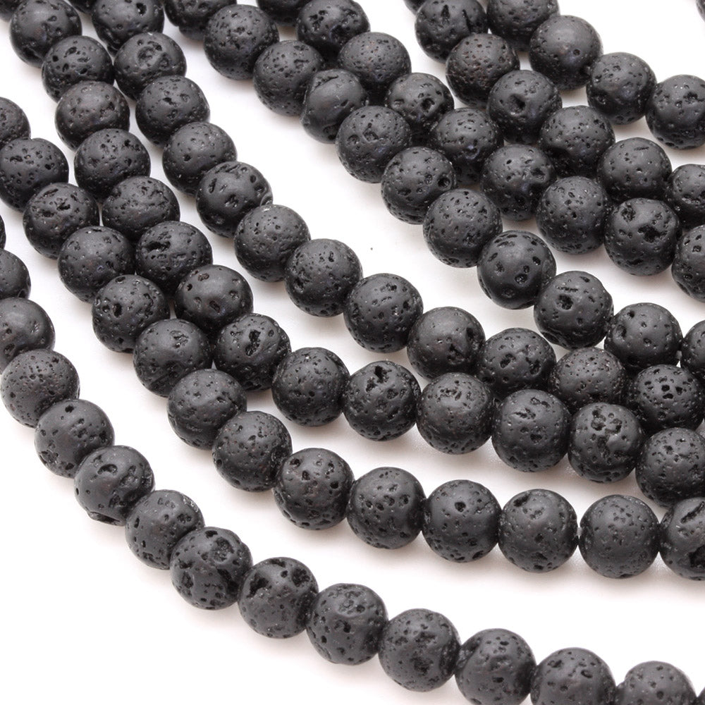 Lava Stone 6mm Round - 35cm Strand