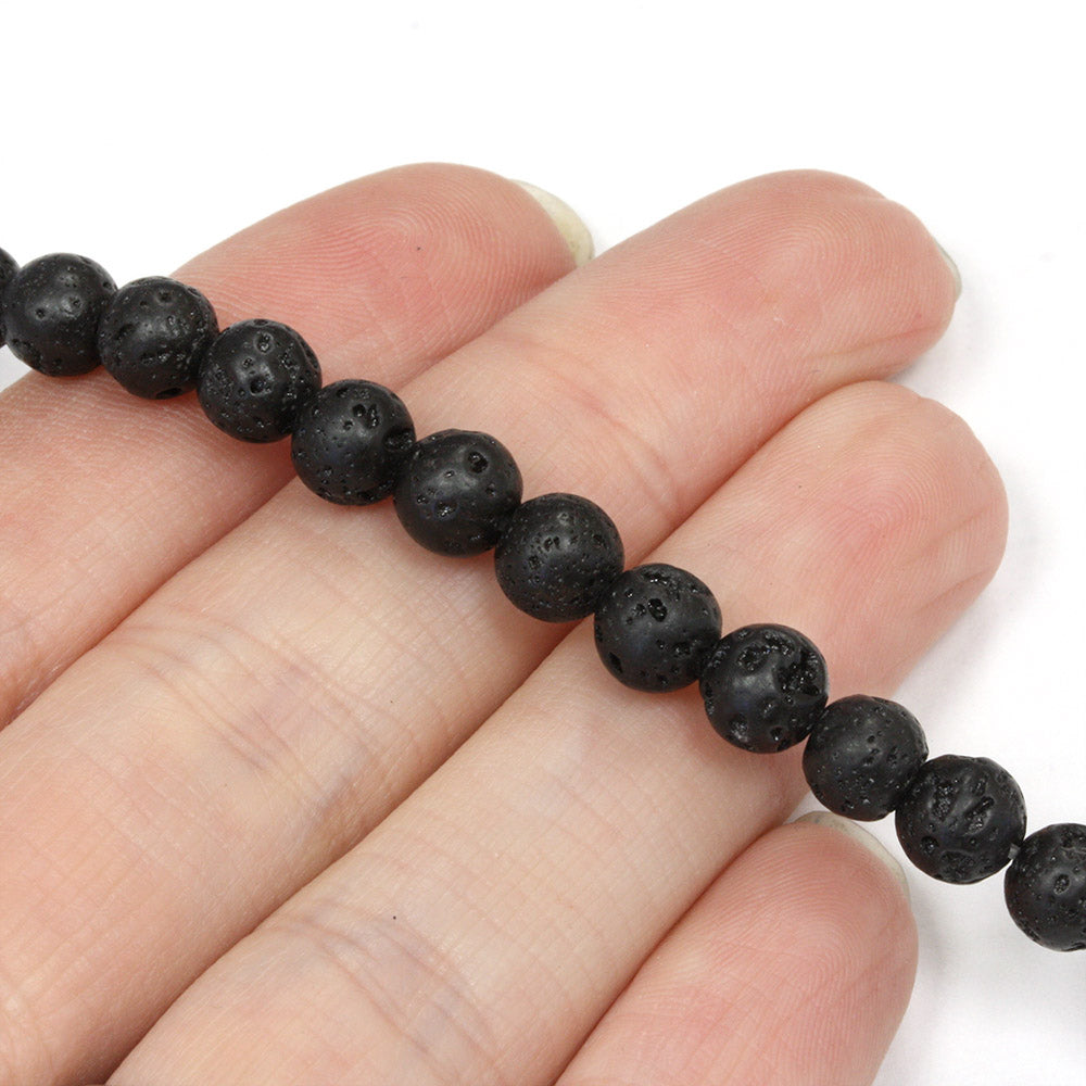 Lava Stone 6mm Round - 35cm Strand