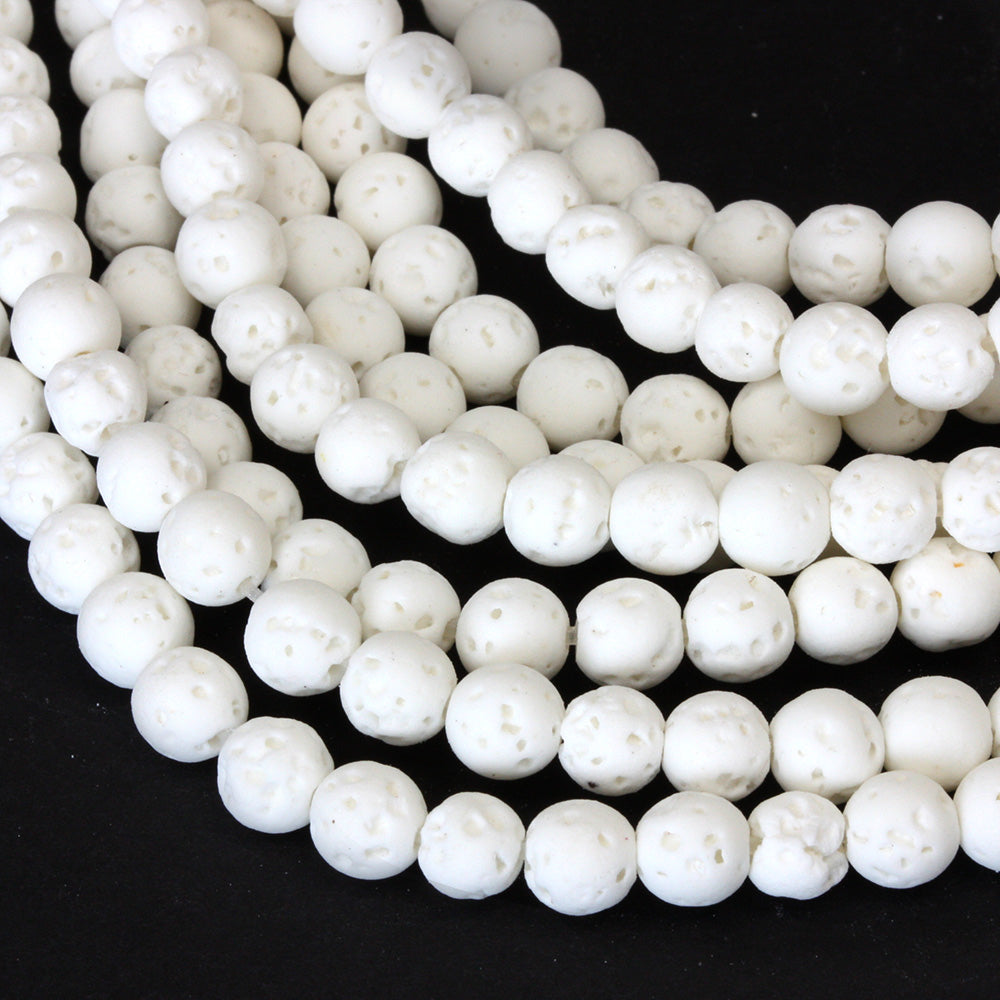 White Lava Stone 6mm Round - 35cm Strand