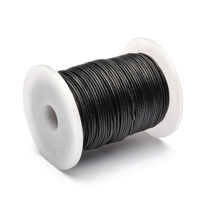 Thong Black Leather 1mm-Reel of 50m