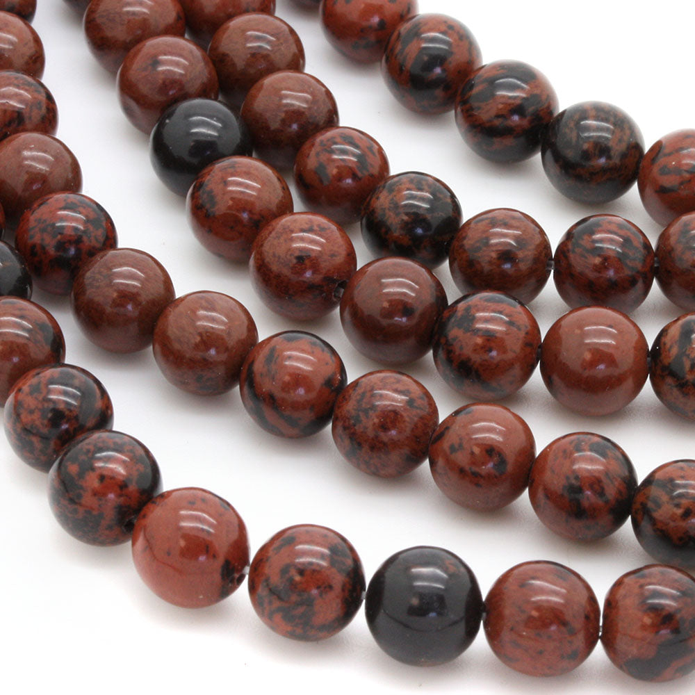 Mahogany Obsidian Round Beads 8mm - String of 35cm