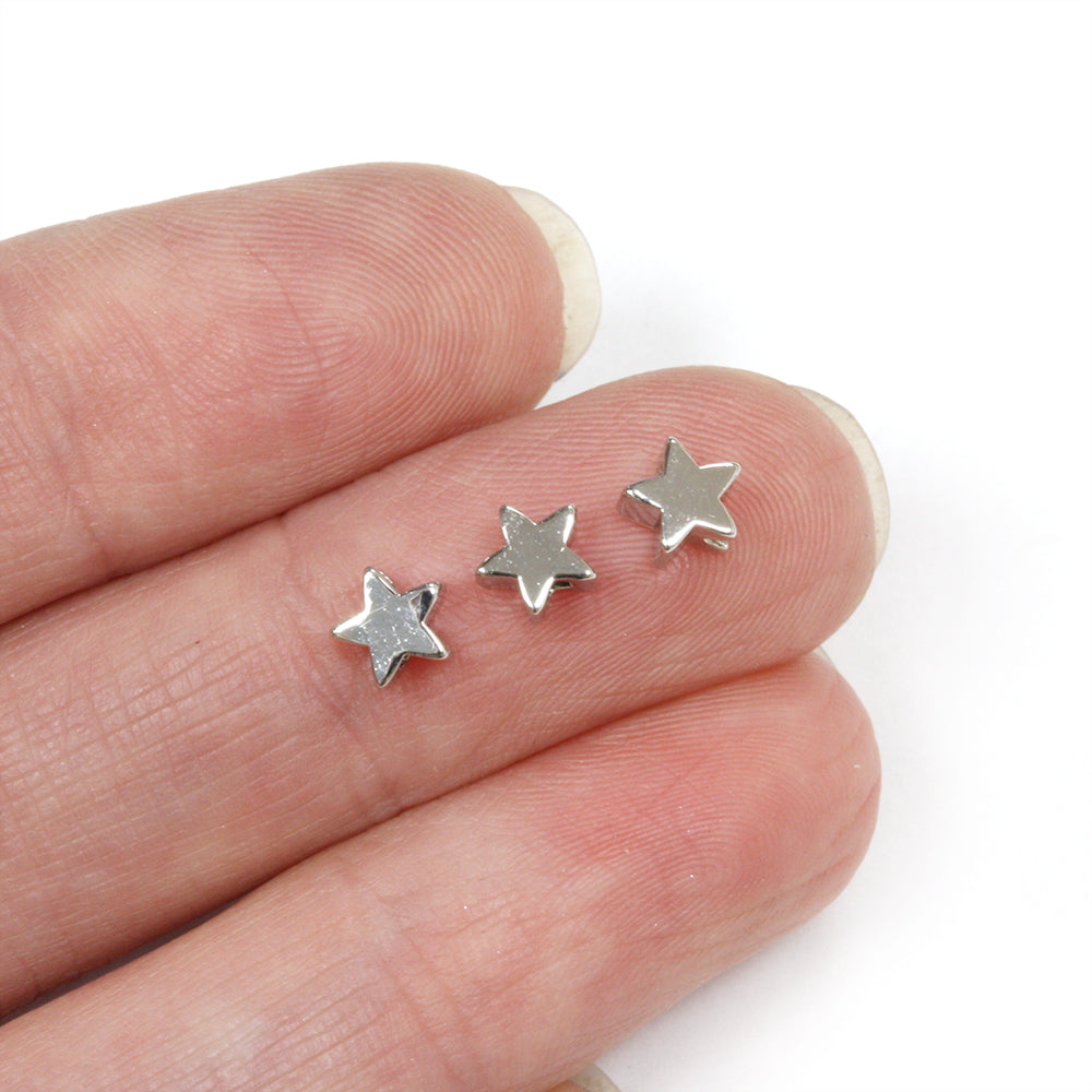 Chunky Star Spacer Bead Silver Plated 5mm - Pack of 10