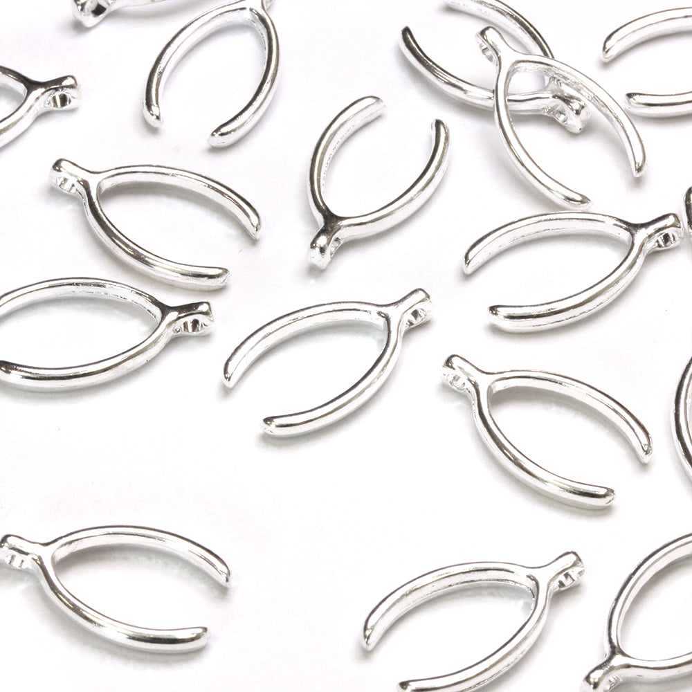 Wishbone Charm Silver Plated 10x16mm - Pack of 50