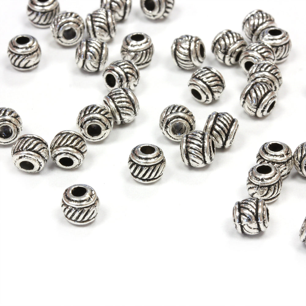 Rope Spacer Bead Antique Silver 5mm - Pack of 100