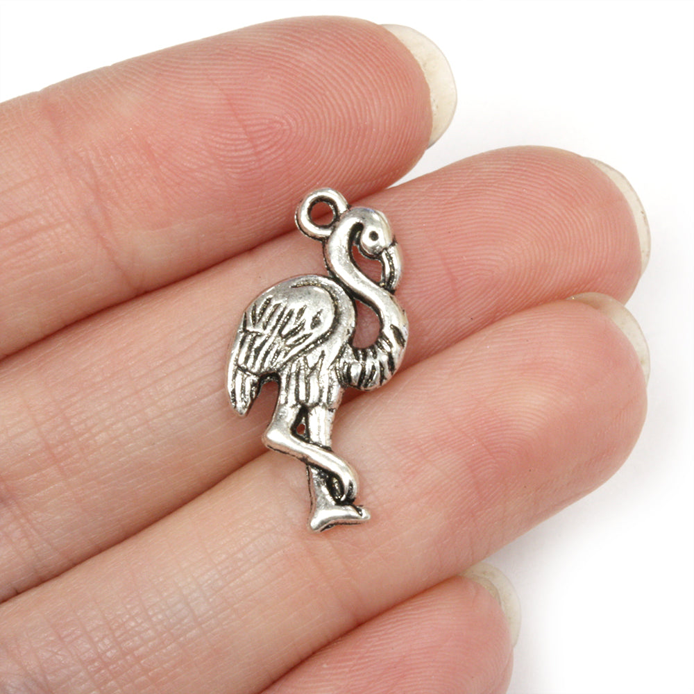 Flamingo Antique Silver 24x13mm - Pack of 30