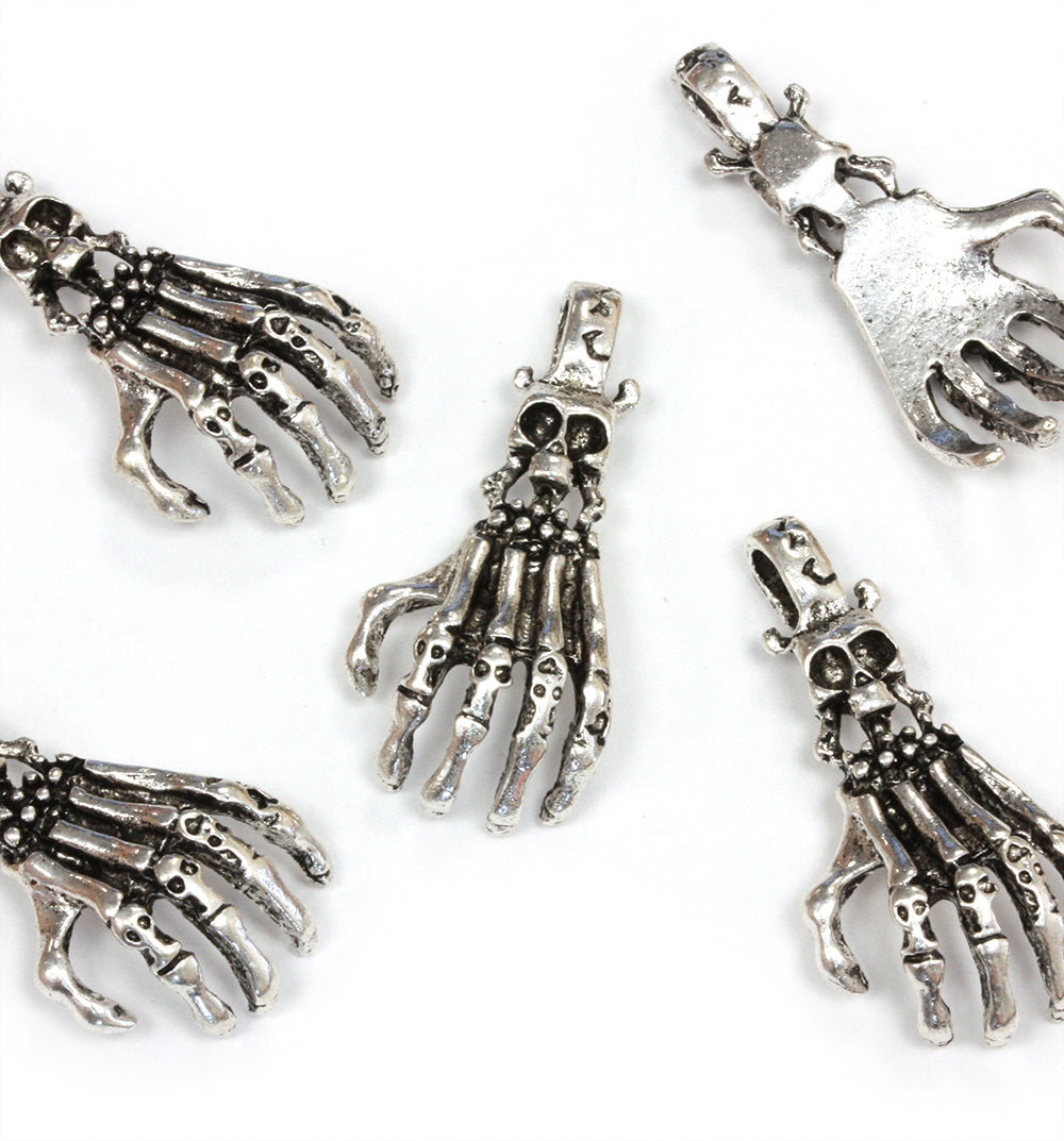 Bone Hand Antique Silver 35x18mm - Pack of 5