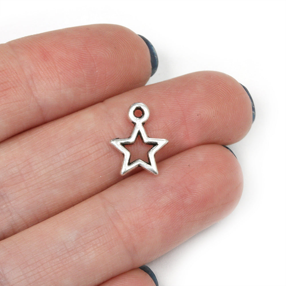 Open Star Antique Silver 13x10mm - Pack of 100