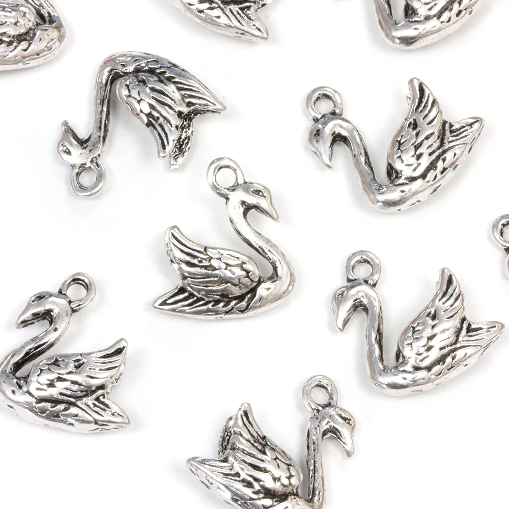 Swan Antique Silver 16x15mm - Pack of 10