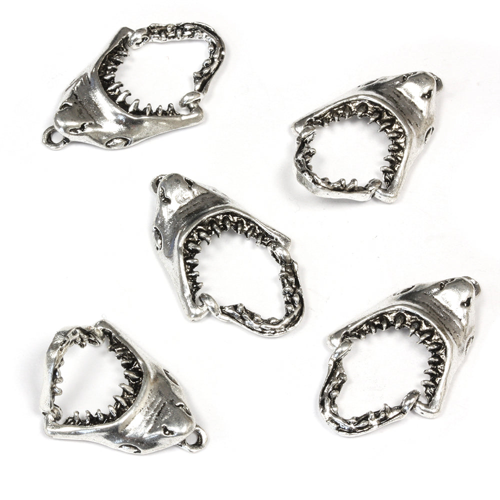 Shark Jaw Antique Silver 29x18mm - Pack of 10