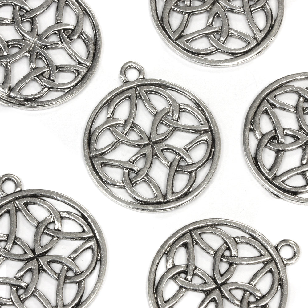 Quad Triquetra Pendant Antique Silver 25x29mm - Pack of 10