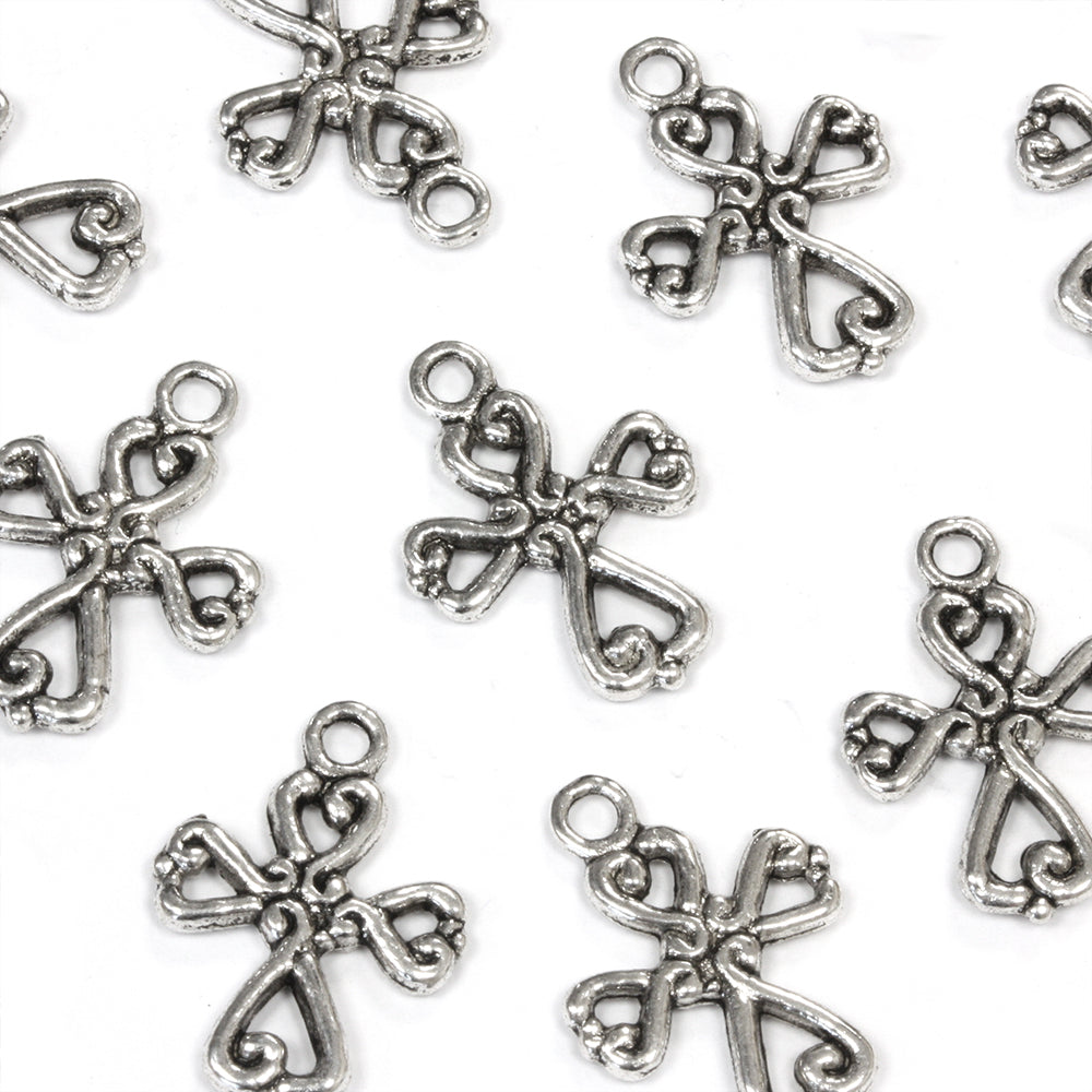 Swirl Cross Pendant Antique Silver 14x19.5mm - Pack of 45