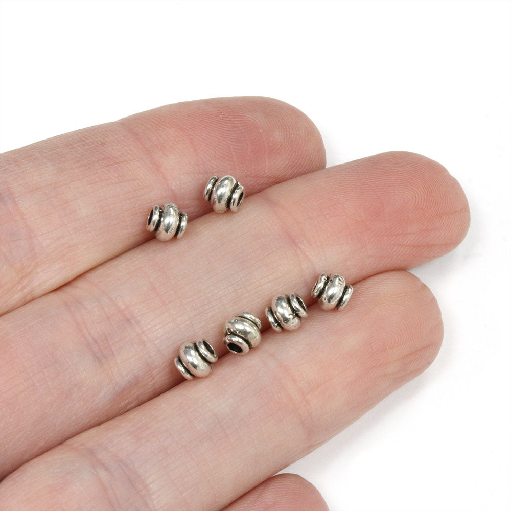 Lantern Spacer Bead Antique Silver 4x4.5mm - Pack of 150