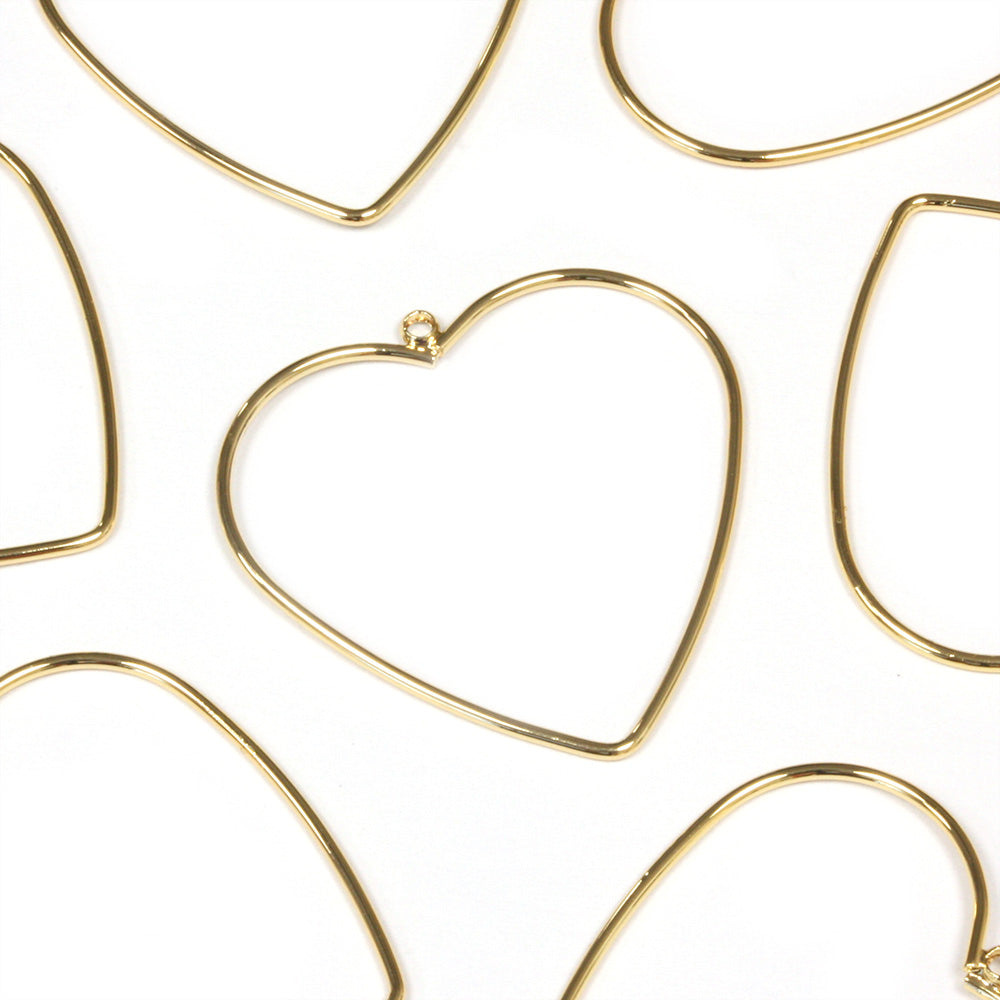 Open Heart Drop 26mm Gold Plated - Pack of 10