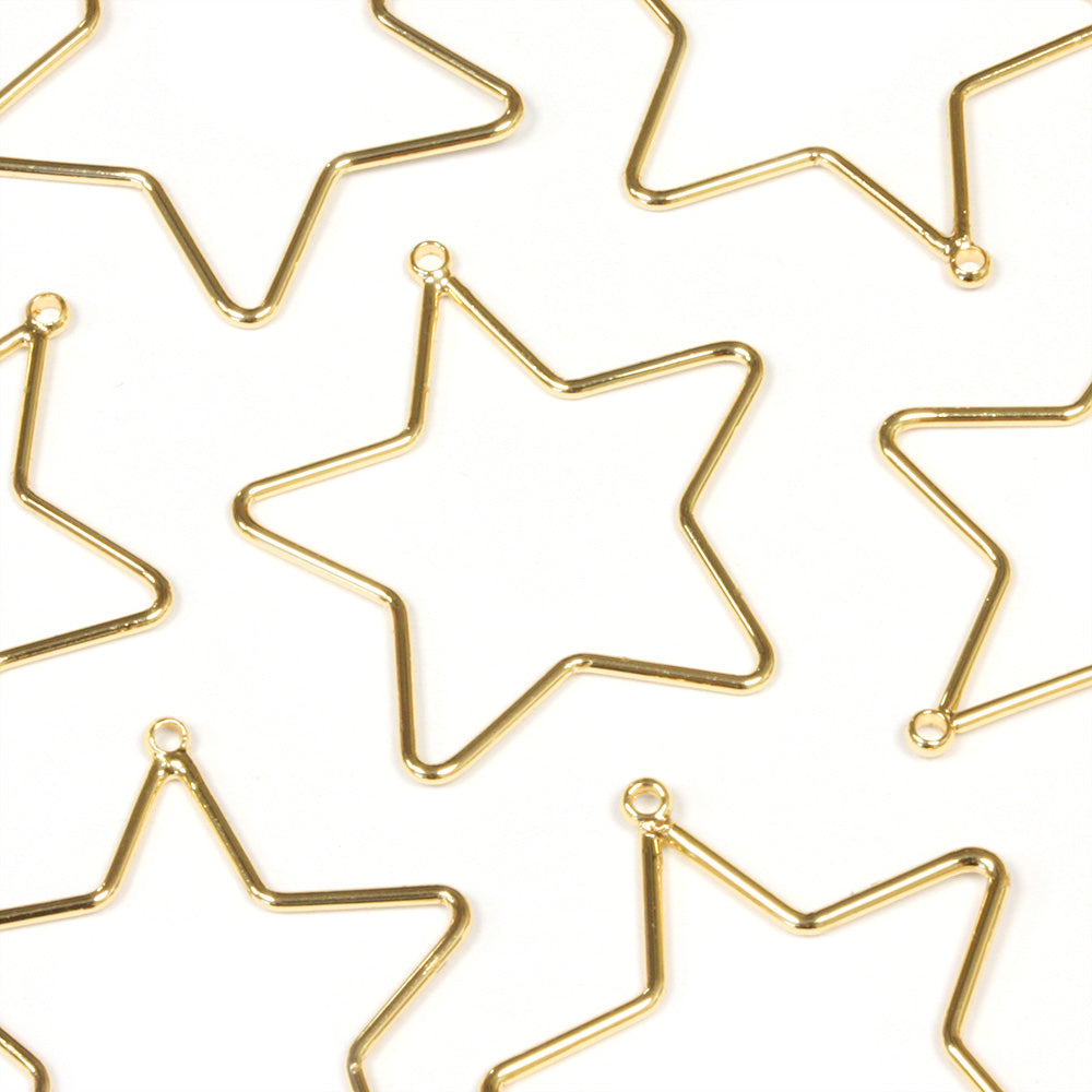 Open Star Drop 23x25mm Gold Plated - Pack of 10