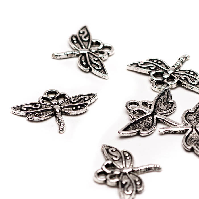 Ornate Dragonfly Antique Silver 23x17mm - Pack of 50