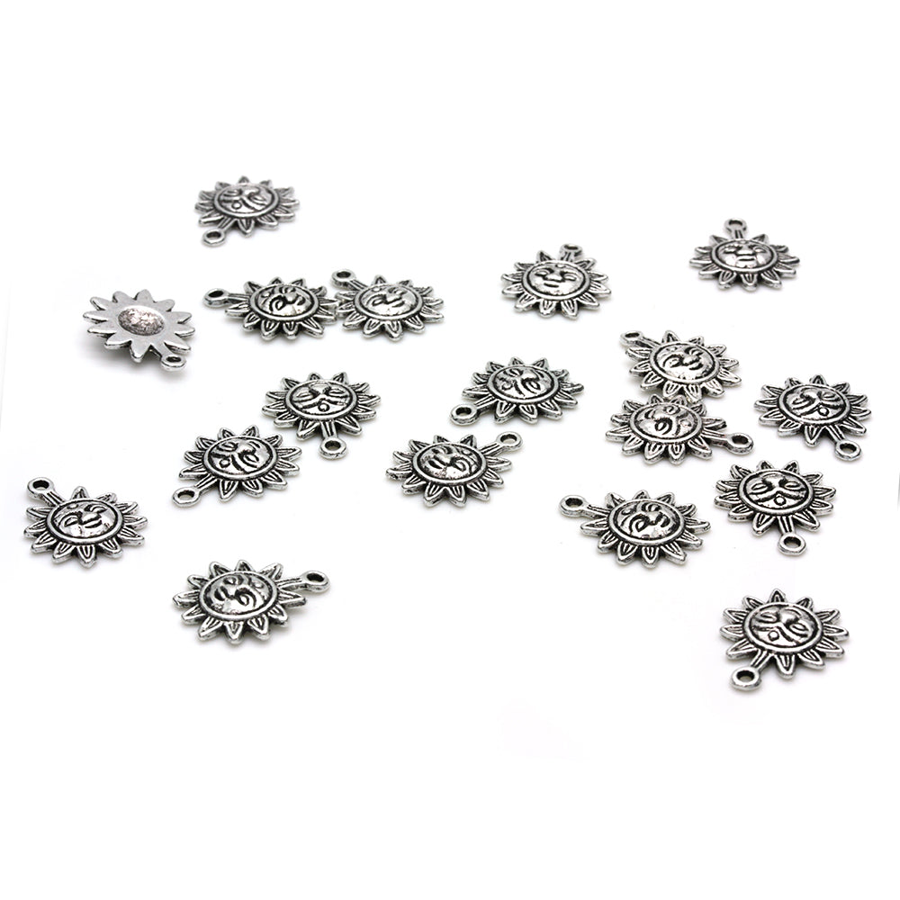 Sun 17x20mm Antique Silver - Pack of 50