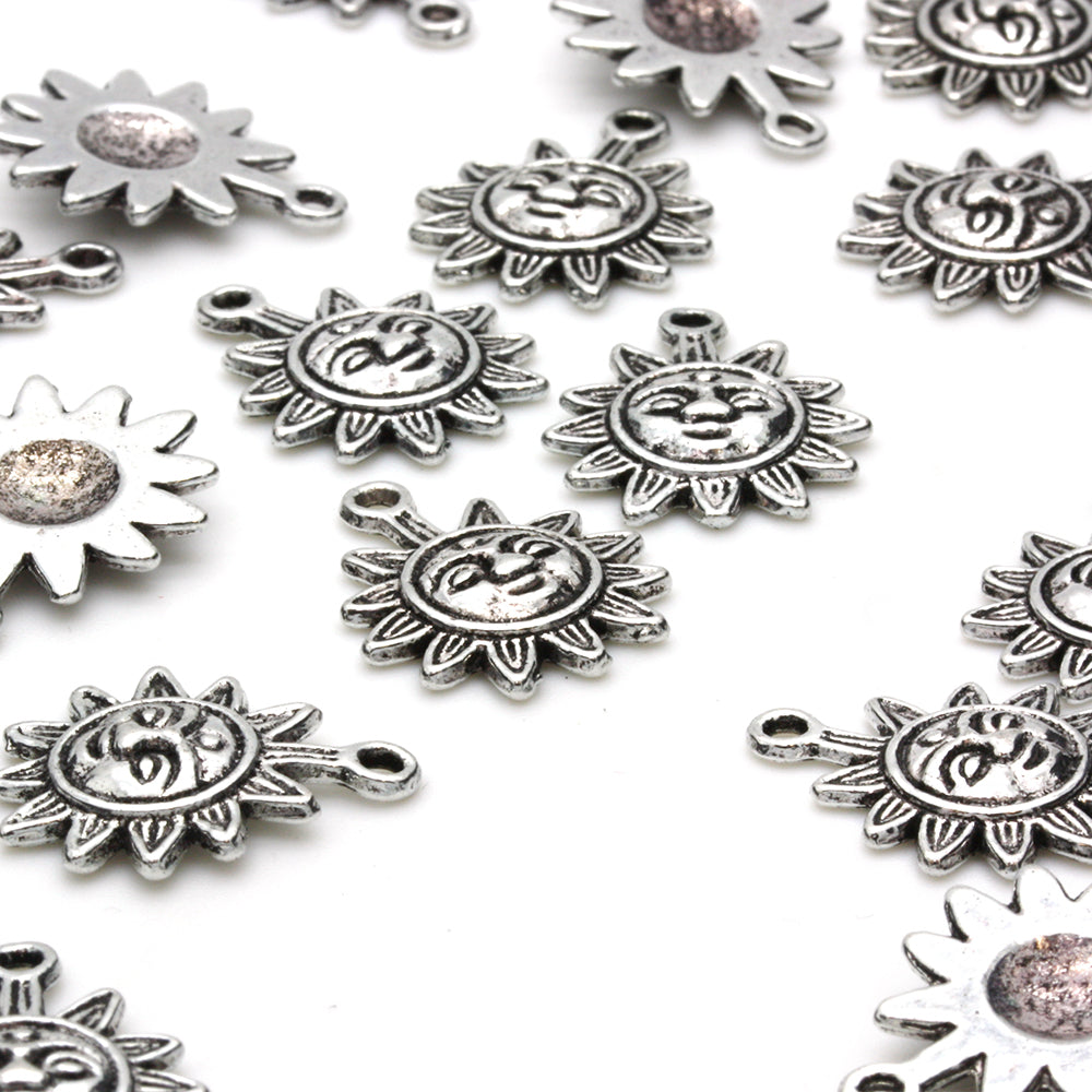 Sun 17x20mm Antique Silver - Pack of 50