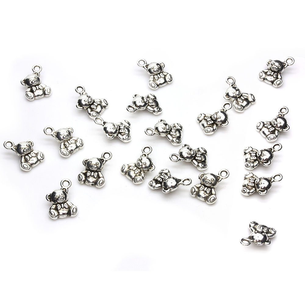 Teddy Bear Antique Silver 15x11.5mm - Pack of 30