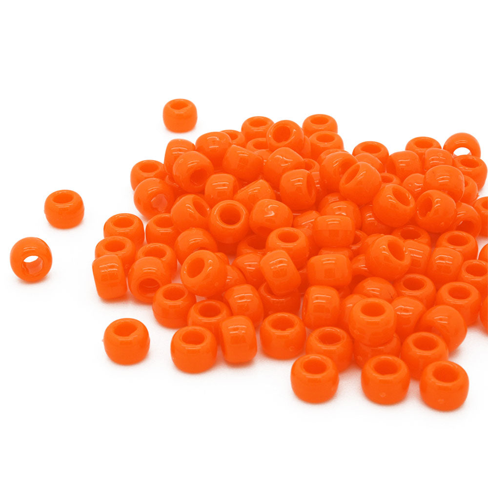 kids plastic neon orange coloured  pony beads with large holes