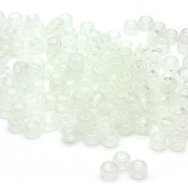 kids plastic glow in the dark clear  pony beads with large holes