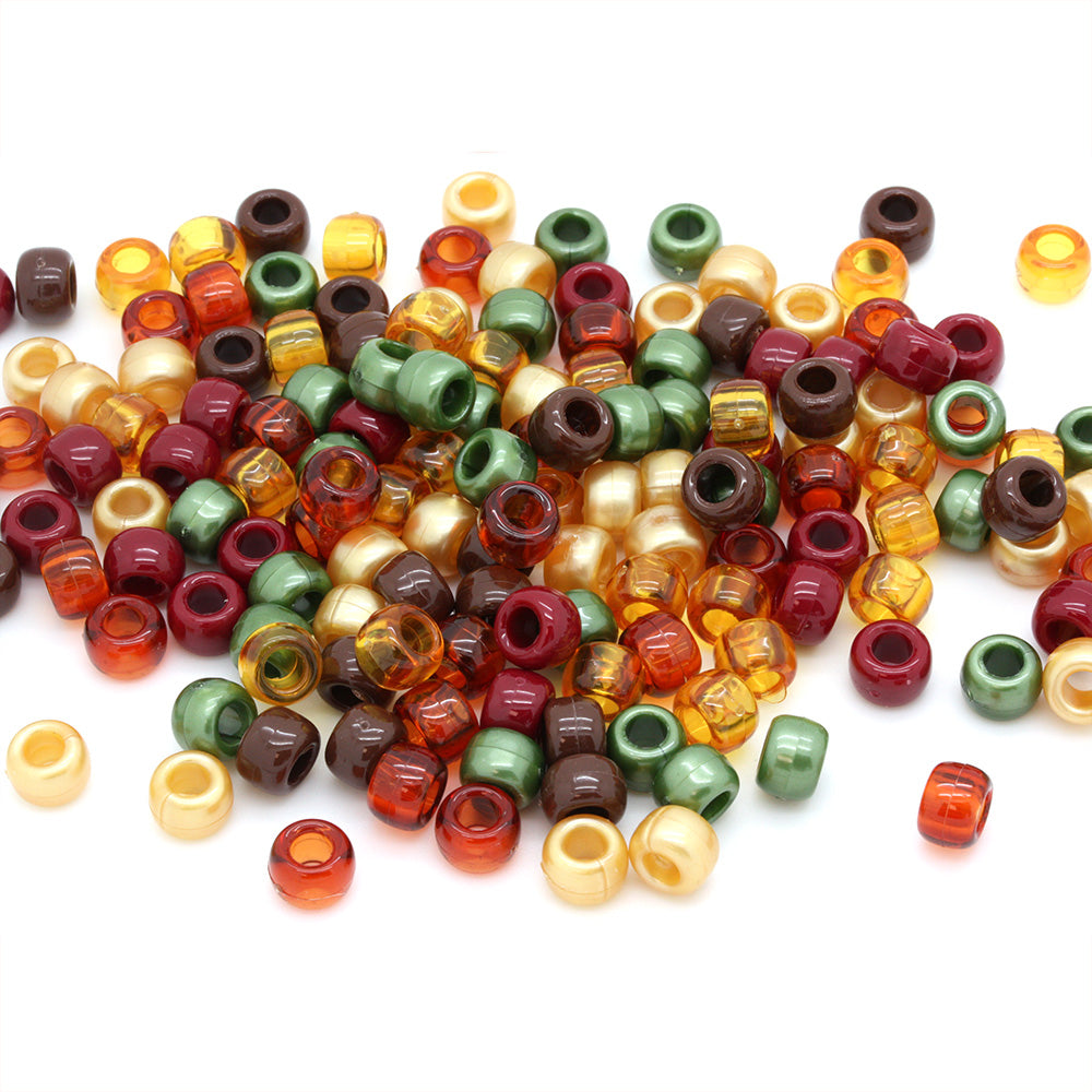 kids plastic mix of brown green amber pony beads with large holes