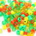 kids plastic mix of orange, green, yellow  coloured  pony beads with large holes