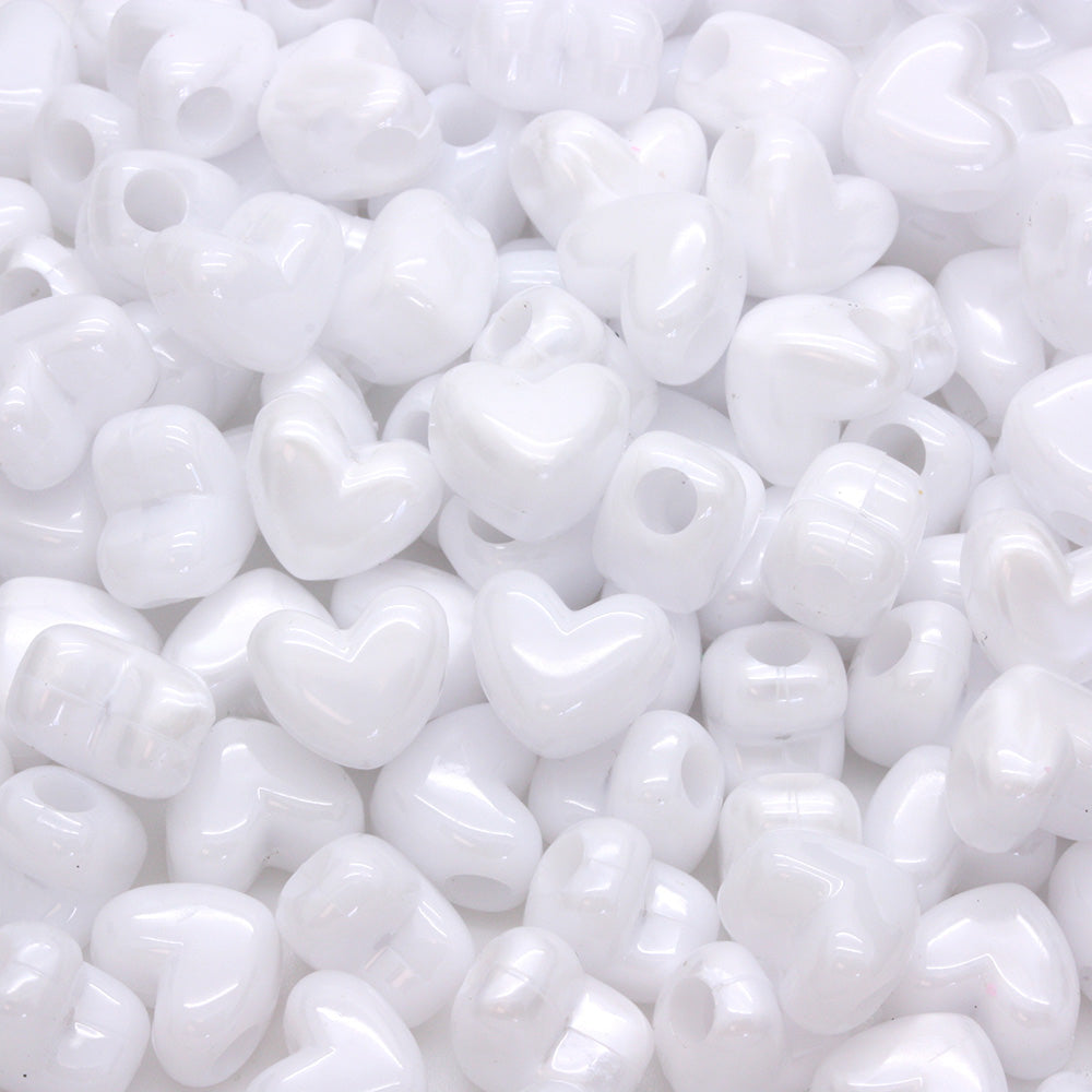 Bath Pearl White Plastic Heart Pony 12x10mm-Pack of 100