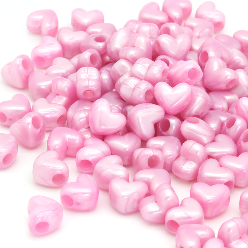 Bath Pearl Pale Pink Plastic Heart Pony 12x10mm-Pack of 100